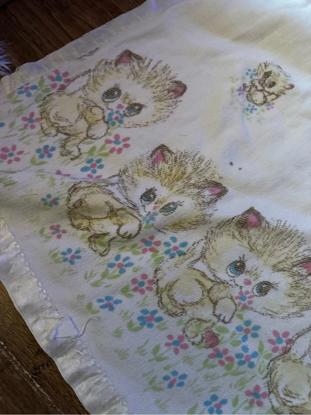 Vintage 1960-1970 kitty baby blanket